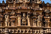 The great Chola temples of Tamil Nadu - The Brihadishwara Temple of Thanjavur. Decorations of the Subrahmanya Shrine in the northwest corner of the temple courtyard. 